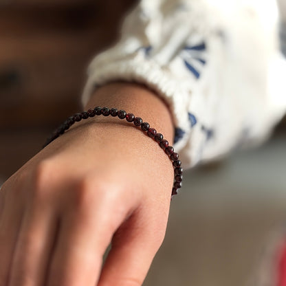 Garnet Bead Bracelet - 4mm | Root Chakra , Inspire Love & Strengthen survival Instincts