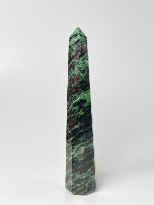 Eight Facet Zoisite Tower – 300g - Natural Green Beauty & Balanced Design