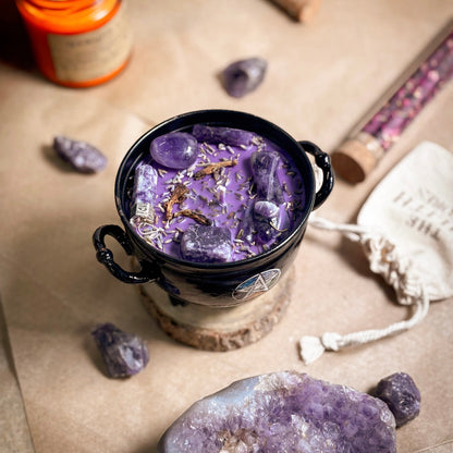 Calm & Focus Crystal Treasure Cauldron Soy Candle - 190 g