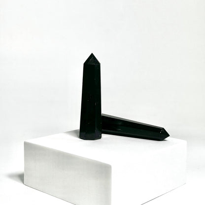 Black Tourmaline 8-Facet Mini Towers – Protection & Grounding Crystals