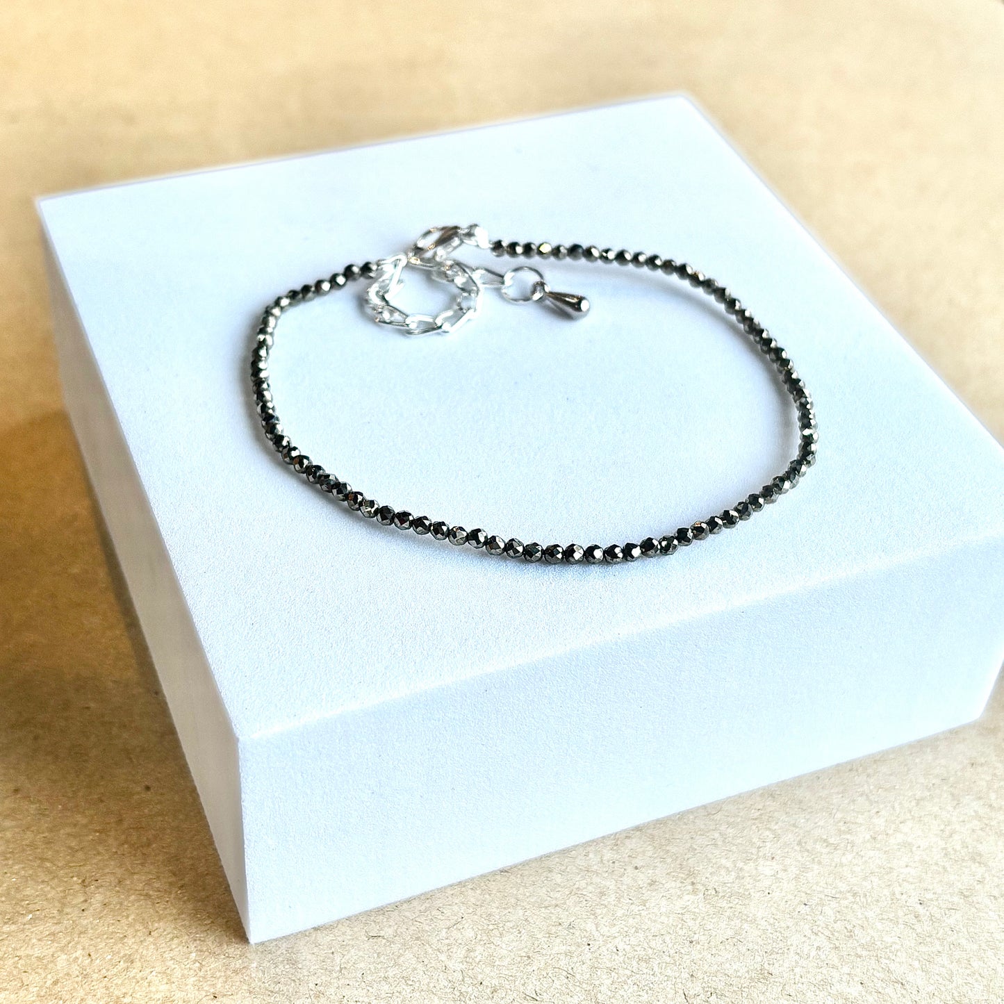 Pyrite Crystal Anklet – Confidence & Abundance | Adjustable Handcrafted Anklet
