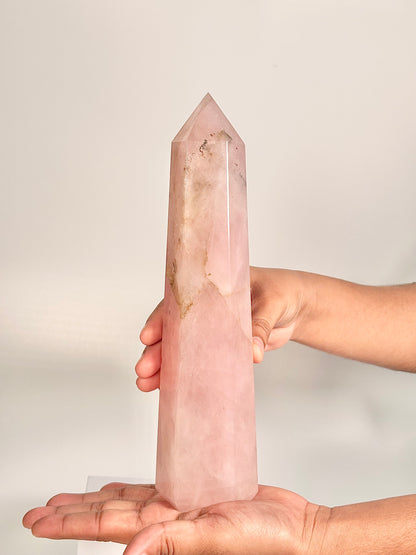 Rose Quartz Six-Facet Tower – 878g - Attract Love • Heal Emotionally • Radiate Compassion