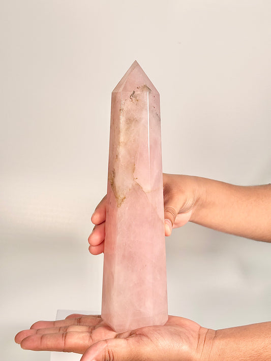 Rose Quartz Six-Facet Tower – 878g - Attract Love • Heal Emotionally • Radiate Compassion