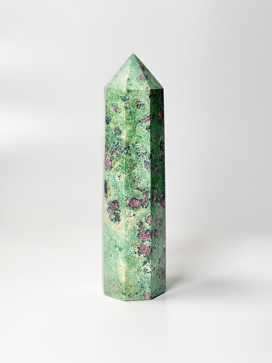 Eight Facet Ruby Fuchsite Tower – 1.2kg - Vivid Colour & Harmonised Form