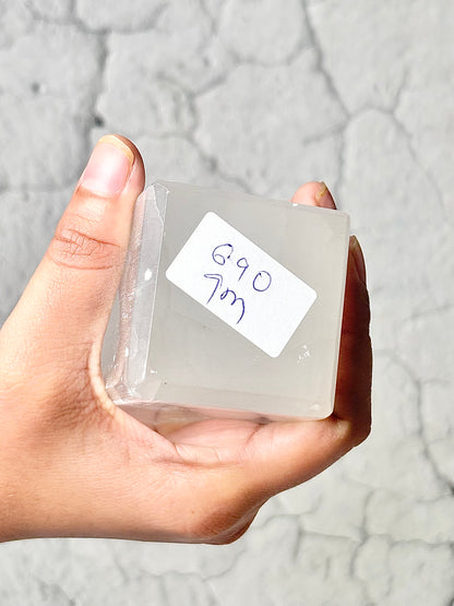 Four Facet Selenite Tower – 690g - Soft Glow & Balanced Form