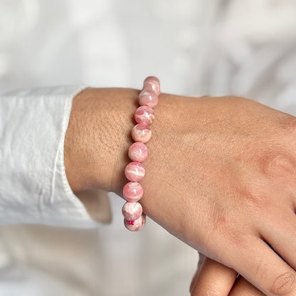 AAA Rhodochrosite Bead Bracelet - 8mm | Encourages Joy & Optimism