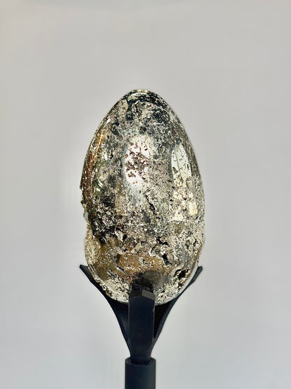 Extra Large Peruvian Pyrite Druzy Egg Carving 6.6 Kg – Abundance & Prosperity