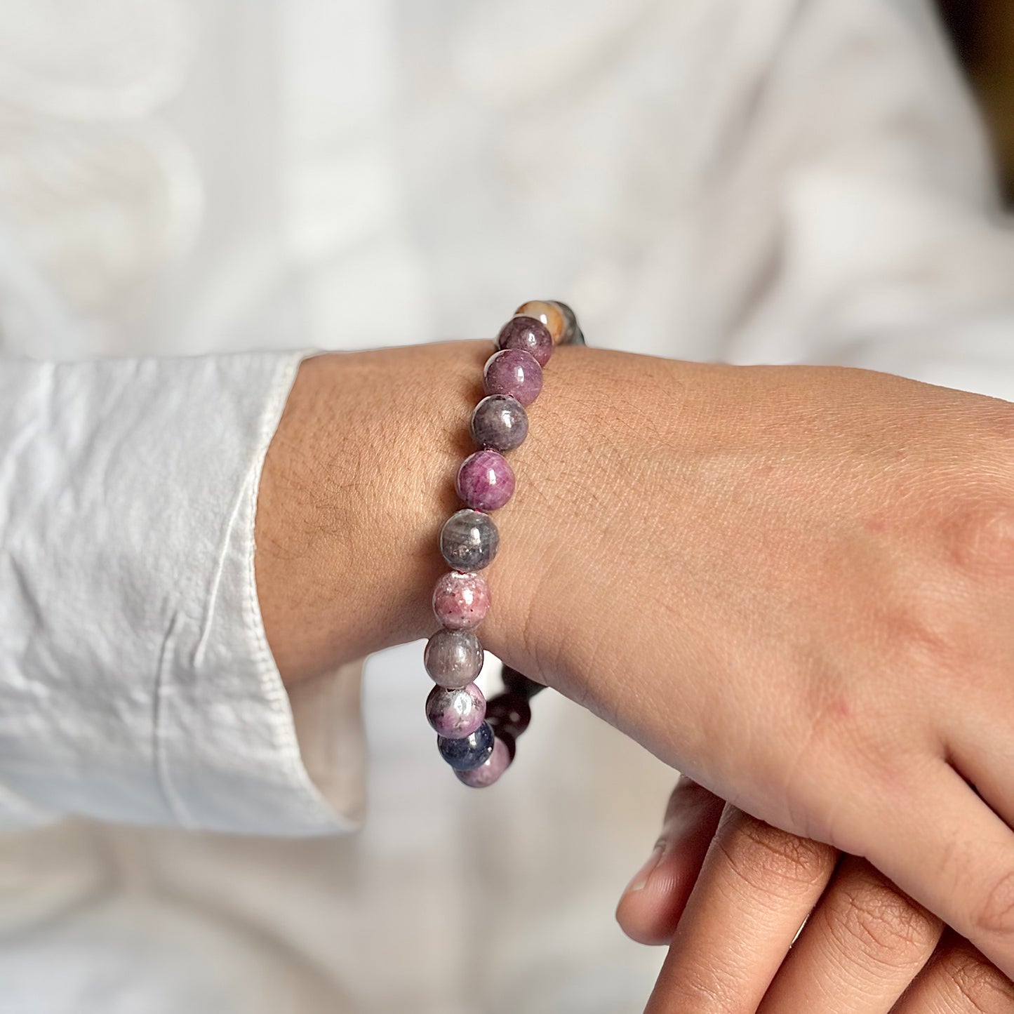 Ruby Sapphire Bead Bracelet - 8mm | Stone of Wisdom, Enhance Clarity, Focus & Growth in Personal & Professional Life