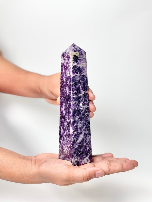 Four Facet Lepidolite Tower – 490g - Soft Tones & Steady Presence