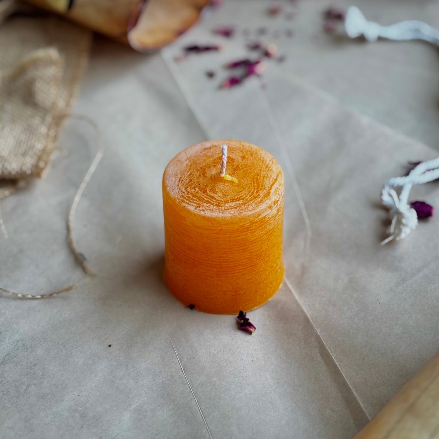 Orange Pillar Candle 2 Inch – Paraffin Wax Ritual & Décor Candle | Pack of 4