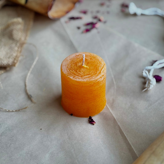 Orange Pillar Candle 2 Inch – Paraffin Wax Ritual & Décor Candle | Pack of 4