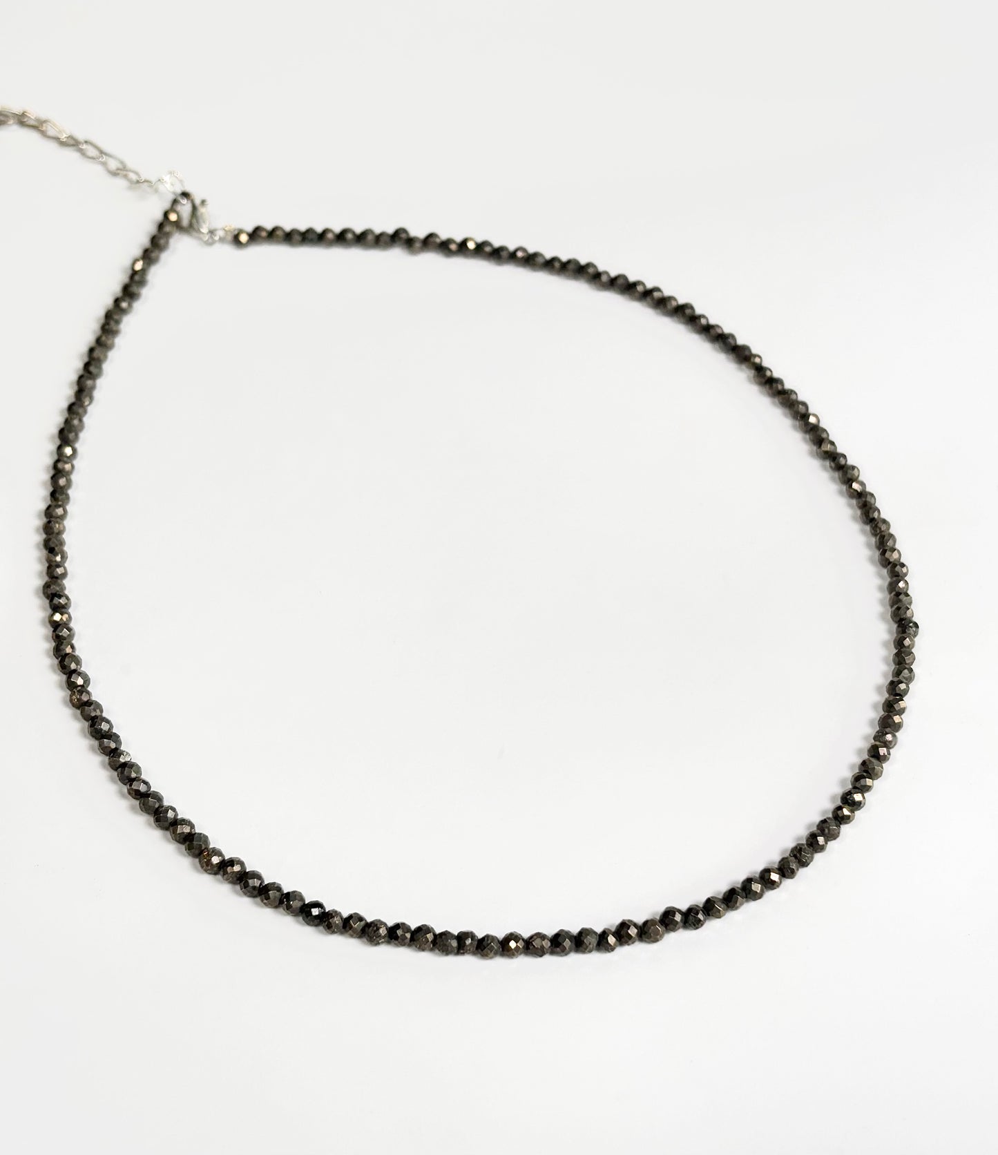 Natural Pyrite 4mm Faceted Bead Necklace