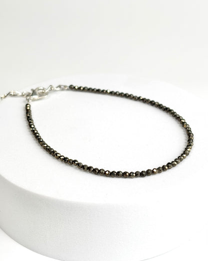 Natural Pyrite 4mm Faceted Bead Necklace