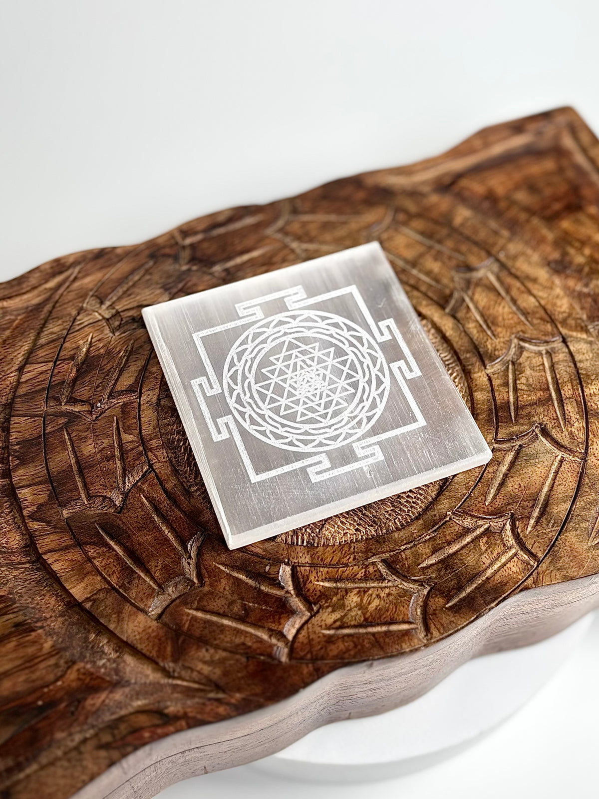 Shree Yantra Square Selenite Plate