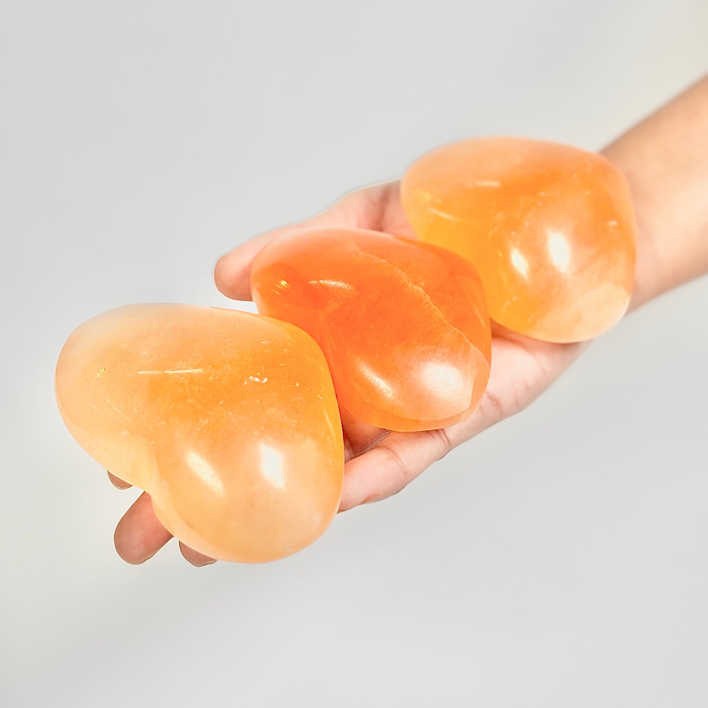 Medium Size Orange Selenite Heart (Satin Spar Selenite) | Stone for Spiritual work & Cleansing