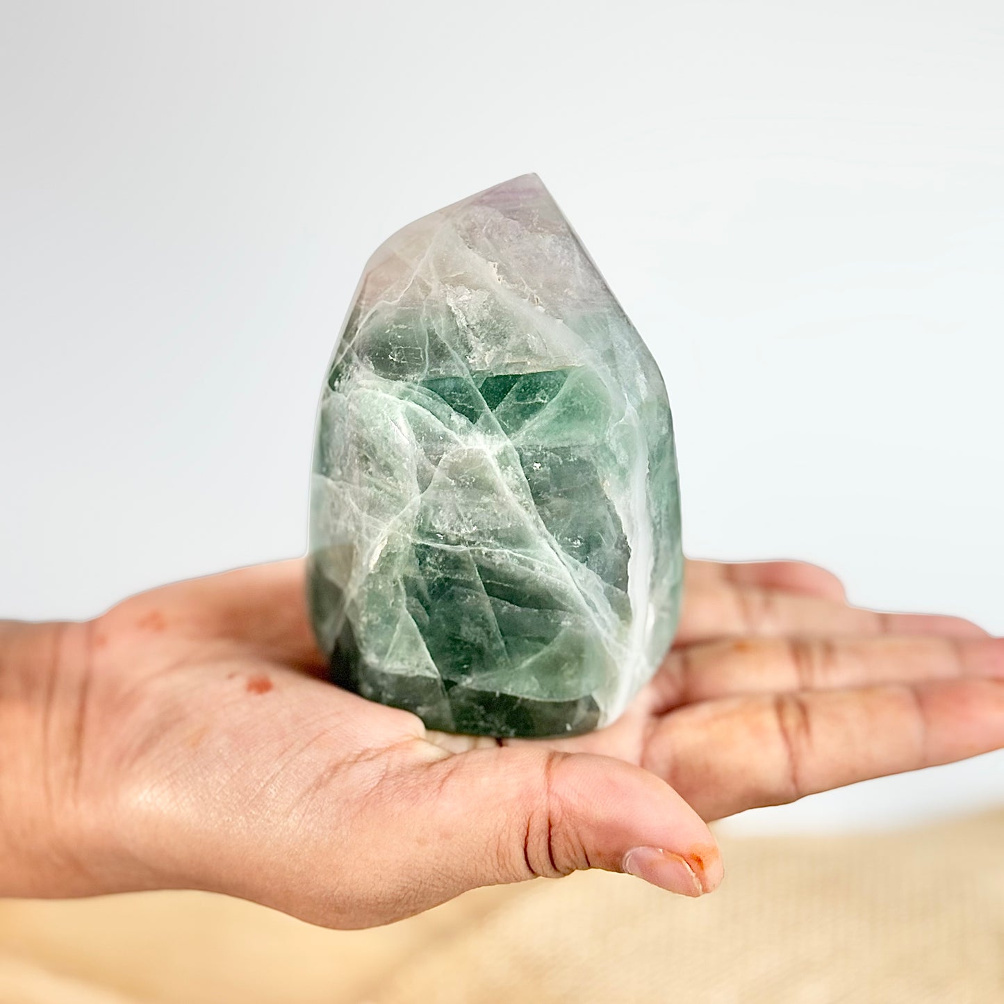 Green Fluorite Free Form ( Little Purple Inclusion) - 380 Gm | Focus & Concentration