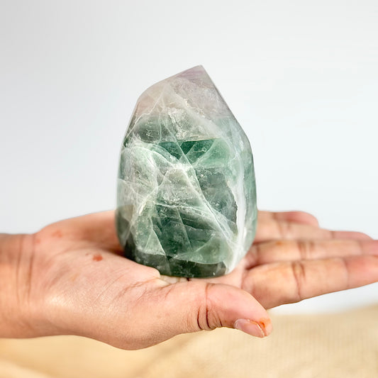 Green Fluorite Free Form ( Little Purple Inclusion) - 380 Gm | Focus & Concentration