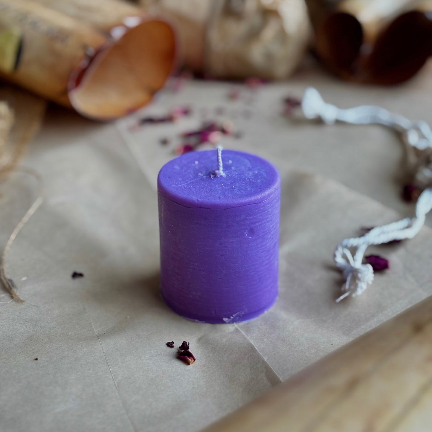 Lavender Pillar Candle 2 Inch – Soy Wax Ritual & Décor Candle | Pack of 4