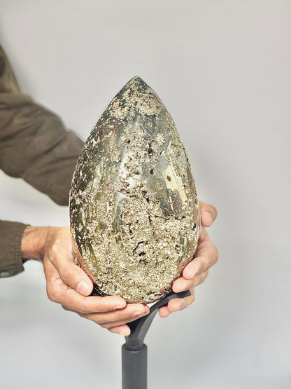 Extra Large Peruvian Pyrite Druzy Egg Carving 10.7 Kg – Abundance & Prosperity