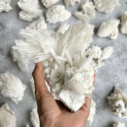 Scolecite with stilbite inclusion Cluster - 472 Gm | Foster kindness and empathy and enhances Spiritual journey