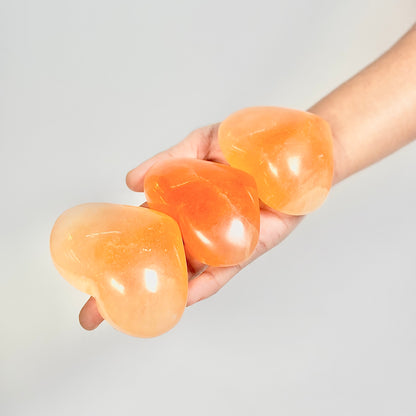 Medium Size Orange Selenite Heart (Satin Spar Selenite) | Stone for Spiritual work & Cleansing