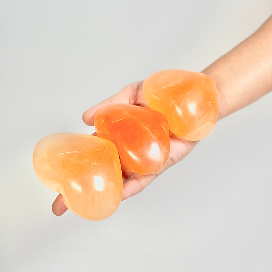 Medium Size Orange Selenite Heart (Satin Spar Selenite) | Stone for Spiritual work & Cleansing