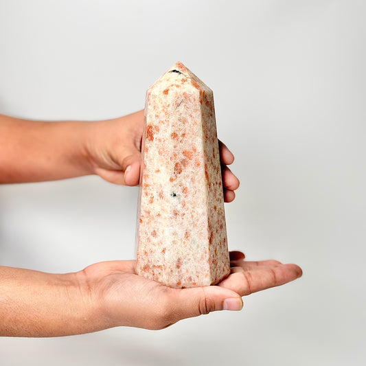 Eight Facet Sunstone Tower – 878g - Radiance, Warmth & Uplifting Energy