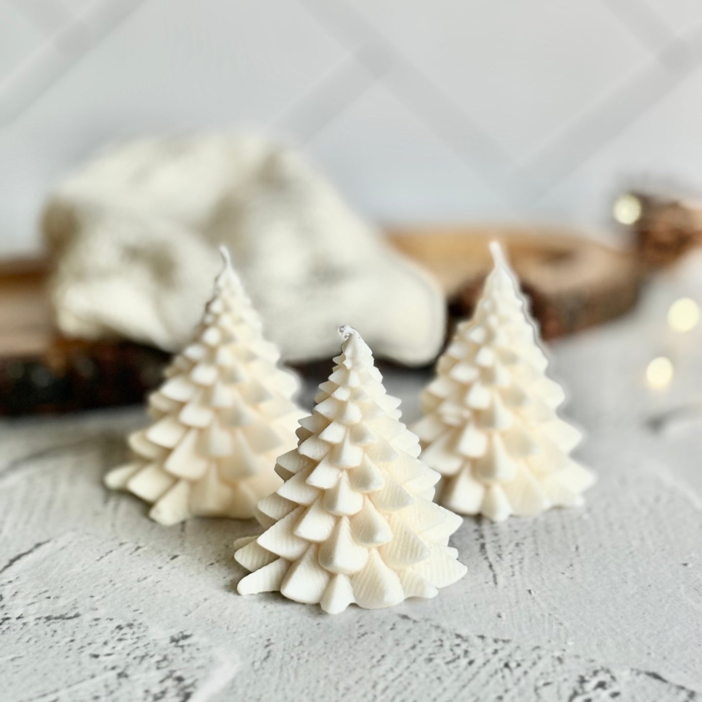 White Tree Candle | White | Soy Candle set of 3
