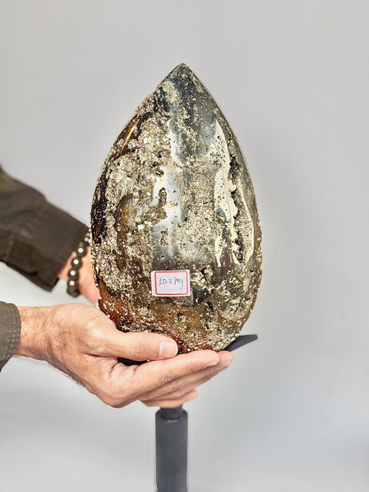 Extra Large Peruvian Pyrite Druzy Egg Carving 10.7 Kg – Abundance & Prosperity