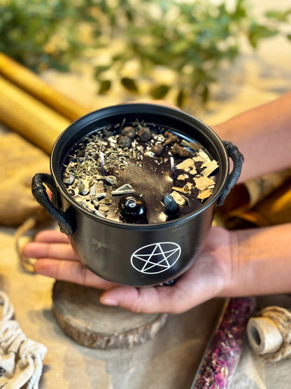 Protection Cauldron Candle with Pentacle Print