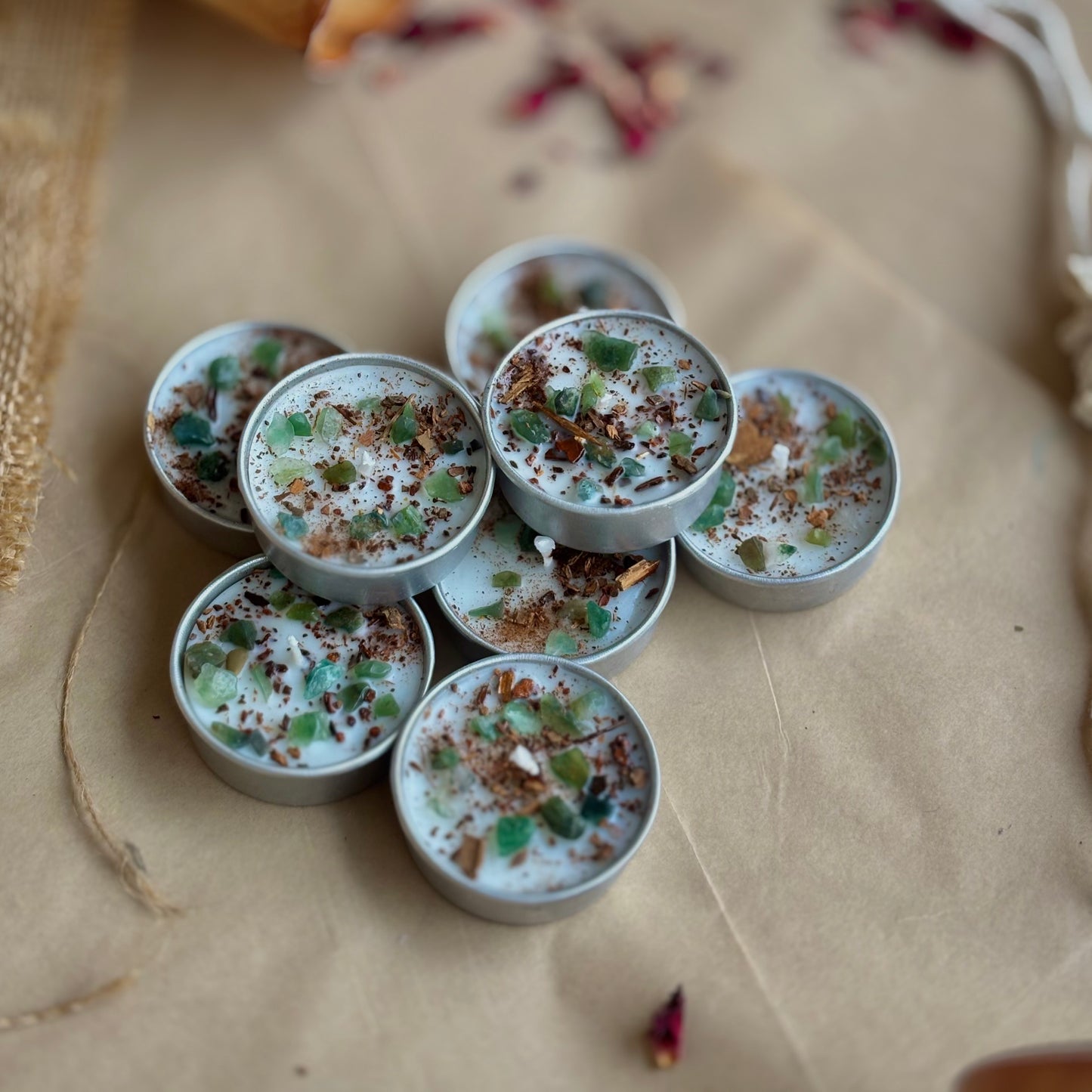 Cinnamon & Green Aventurine Soy Tealight Candle