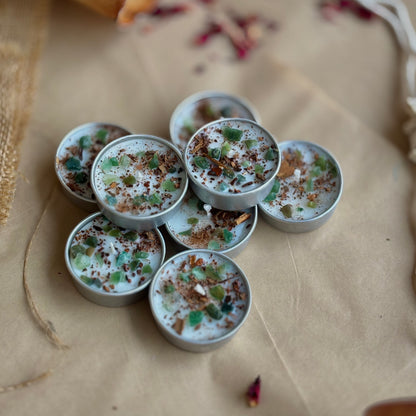 Cinnamon & Green Aventurine Soy Tealight Candle