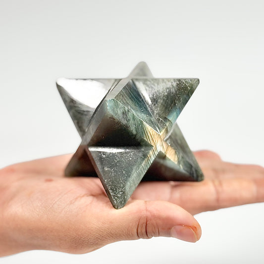 Labradorite Large Merkaba Carving