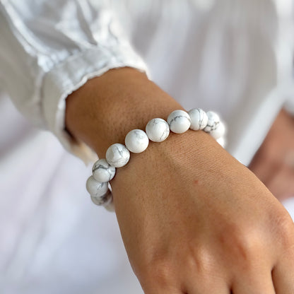 Howlite Bead Bracelet- 10mm | Expression & Anger Management