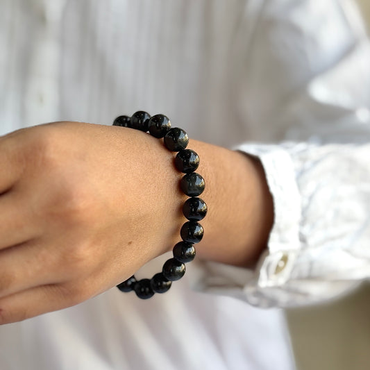 Black Obsidian Bead Bracelet - 10mm | Removes blockages & Provides great Protection