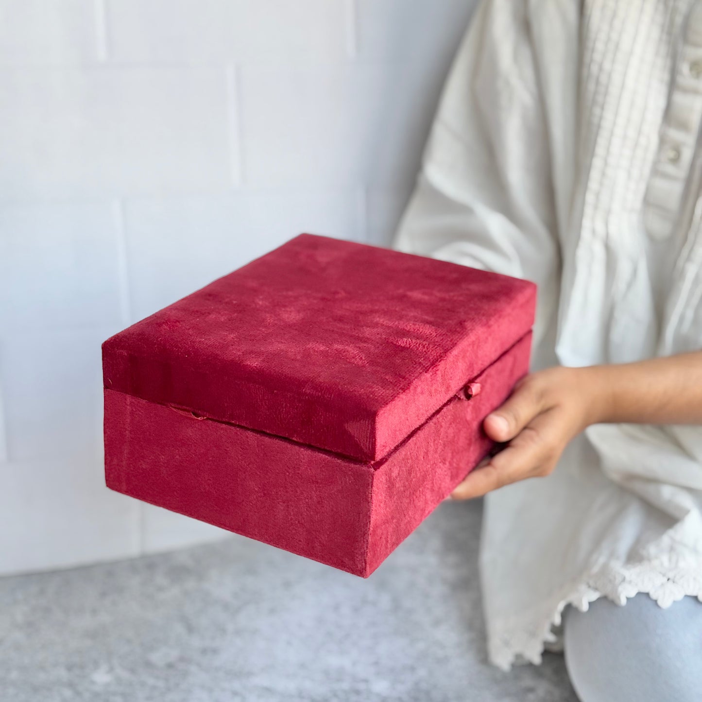 MDF Wooden Velvet Box | Perfect for Storing Tarot Cards and Crystals | Medium