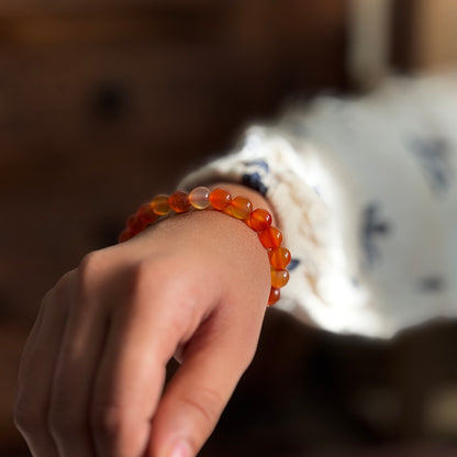 Orange Carnelian Bead Bracelet - 6mm | Opportunities & Courage