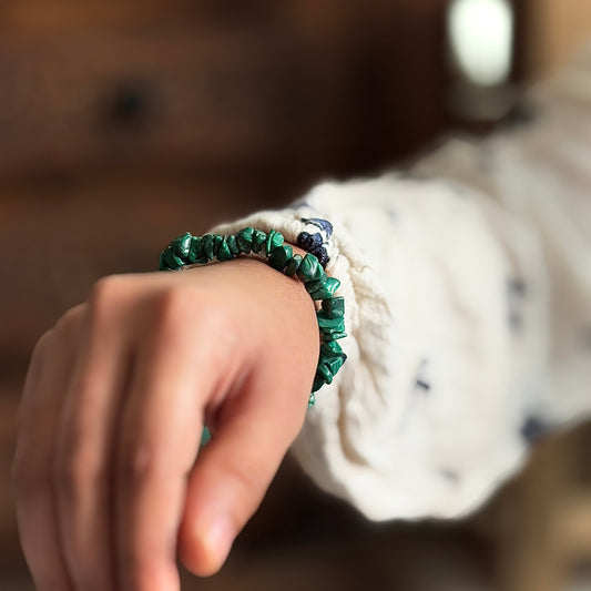 Malachite Chips Bracelet | Stone of Protection & Encouragement