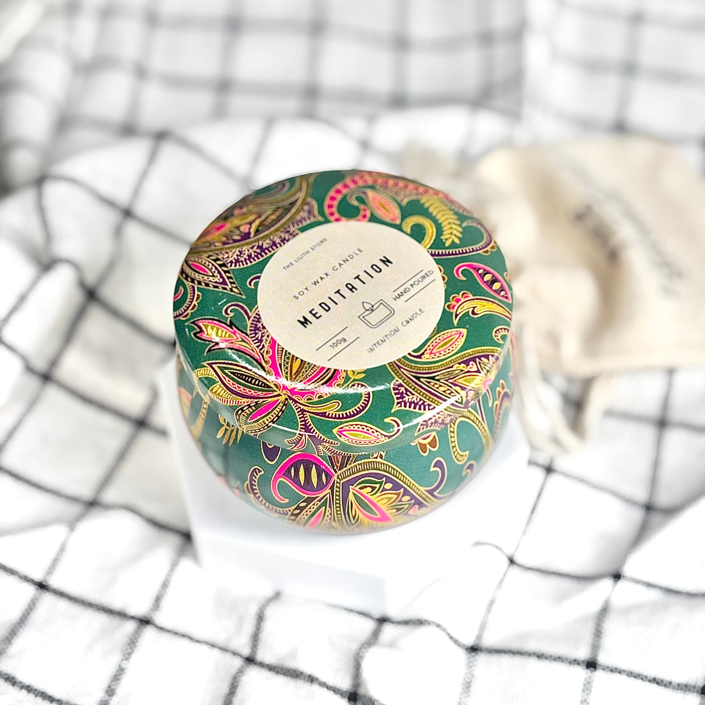 Meditation Tin Container Soy Intention Candle - 100 g