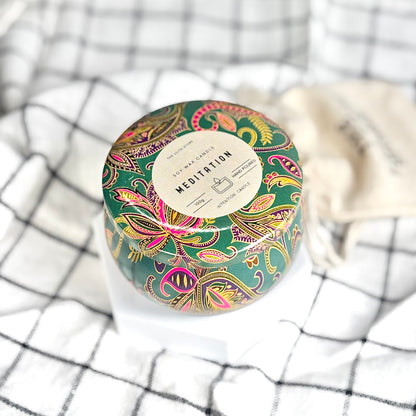 Meditation Tin Container Soy Intention Candle - 100 g
