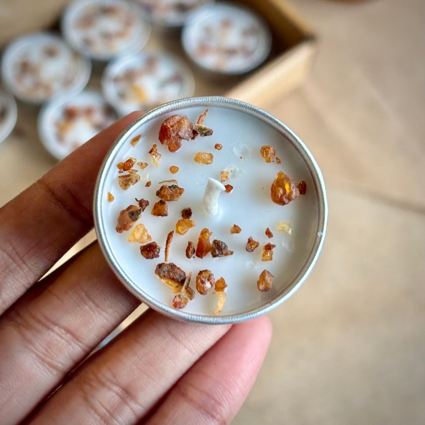 Myrrh Resin Infused Soy Wax Tealight Candles – Unscented