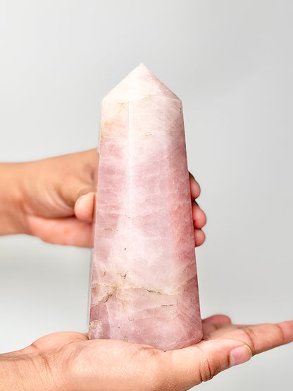Eight Facet Rose Quartz Tower – 705g - Elegance, Warmth & Gentle Charm