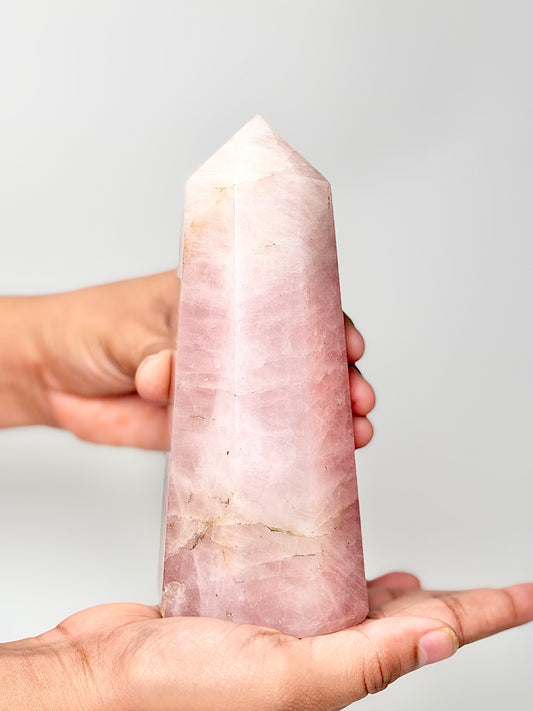 Eight Facet Rose Quartz Tower – 705g - Elegance, Warmth & Gentle Charm
