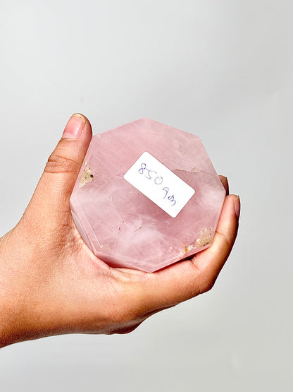 Eight Facet Rose Quartz Tower – 850g - Elegance, Warmth & Gentle Charm