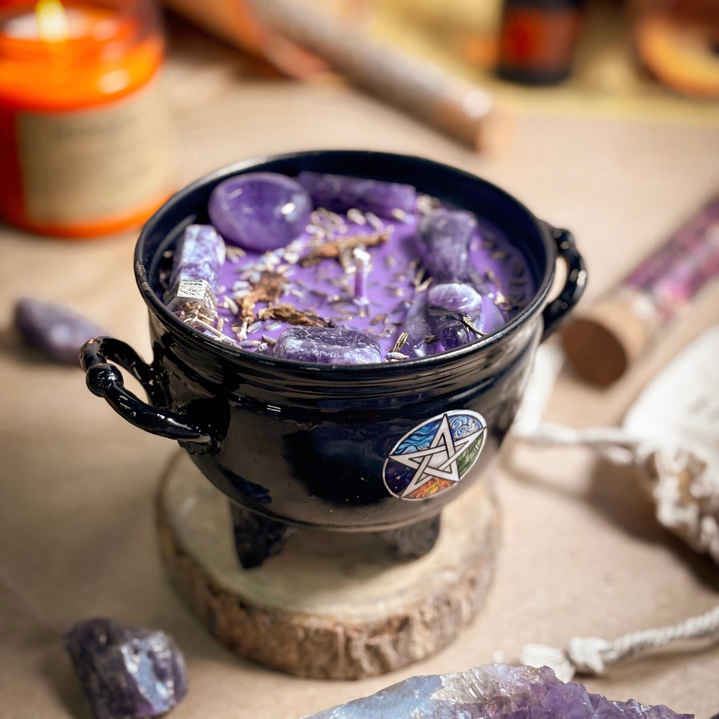 Calm & Focus Crystal Treasure Cauldron Soy Candle - 190 g