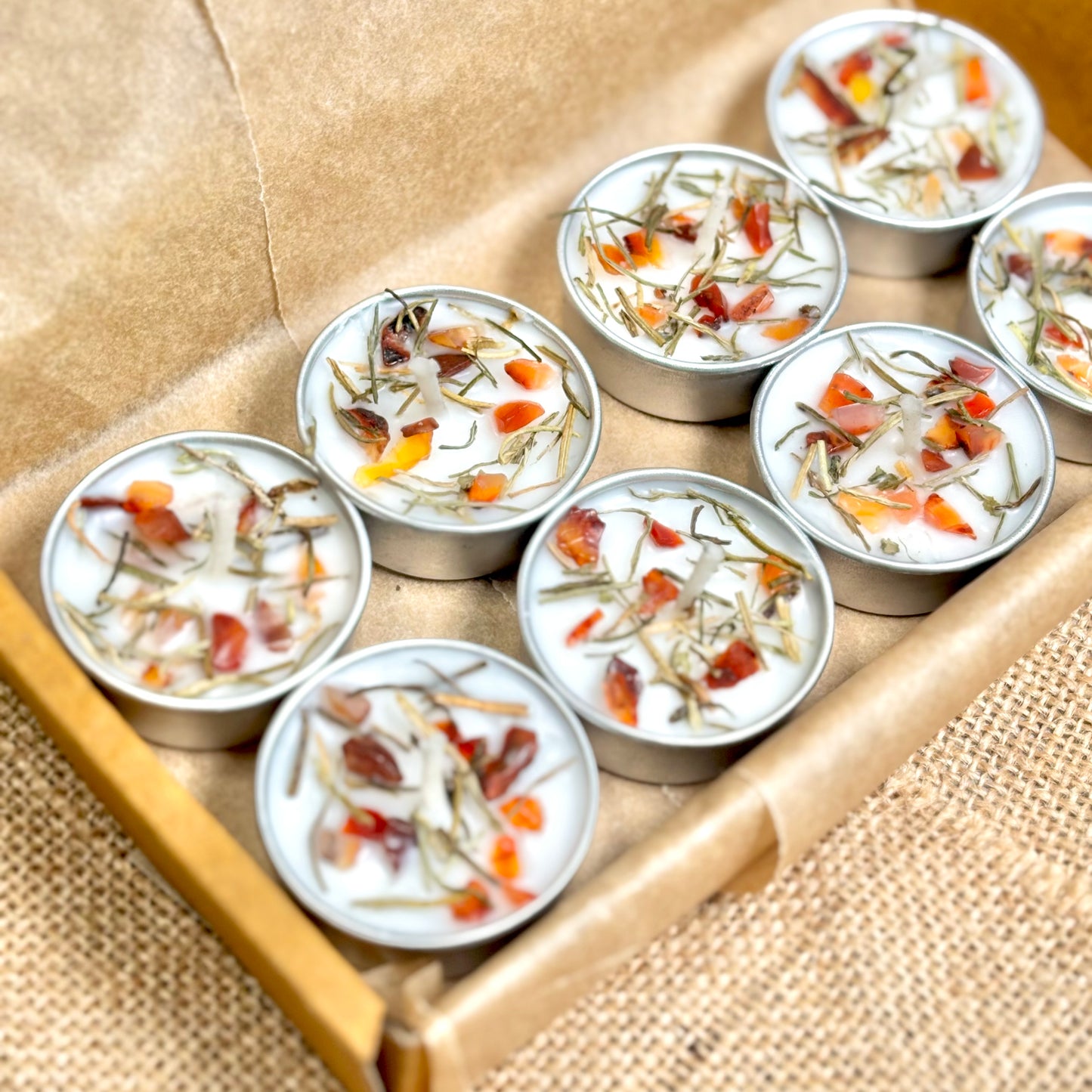 Rosemary & Orange Carnelian Soy Tealight Candle