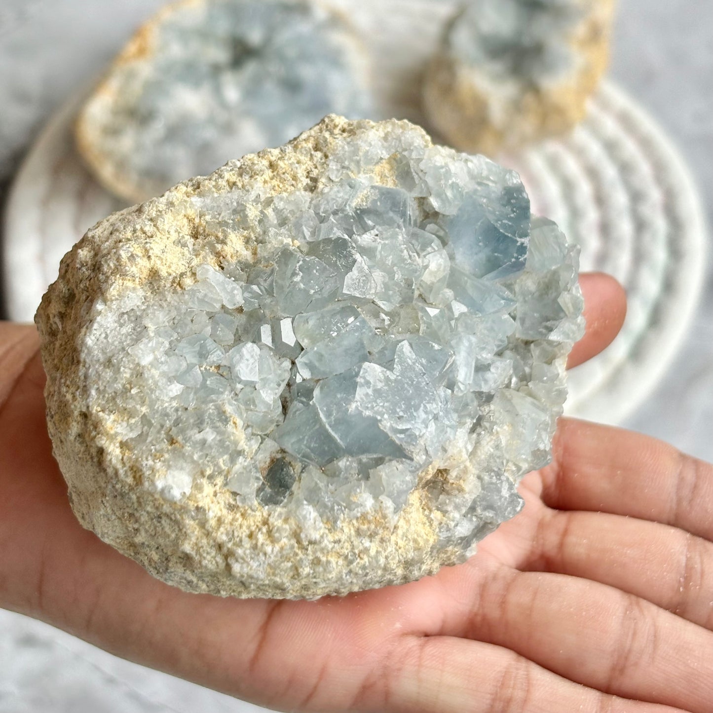 Celestite/ Celestine Cluster - 531 Gm | Enhance communication with Angelic realm