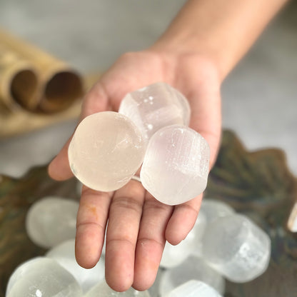 Jumbo Selenite | Satin Spar Tumble | Helps activating Third eye & Crown Chakra