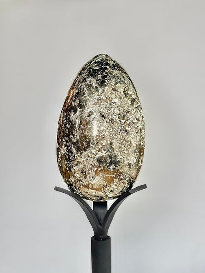 Extra Large Peruvian Pyrite Druzy Egg Carving 8.1 Kg – Abundance & Prosperity