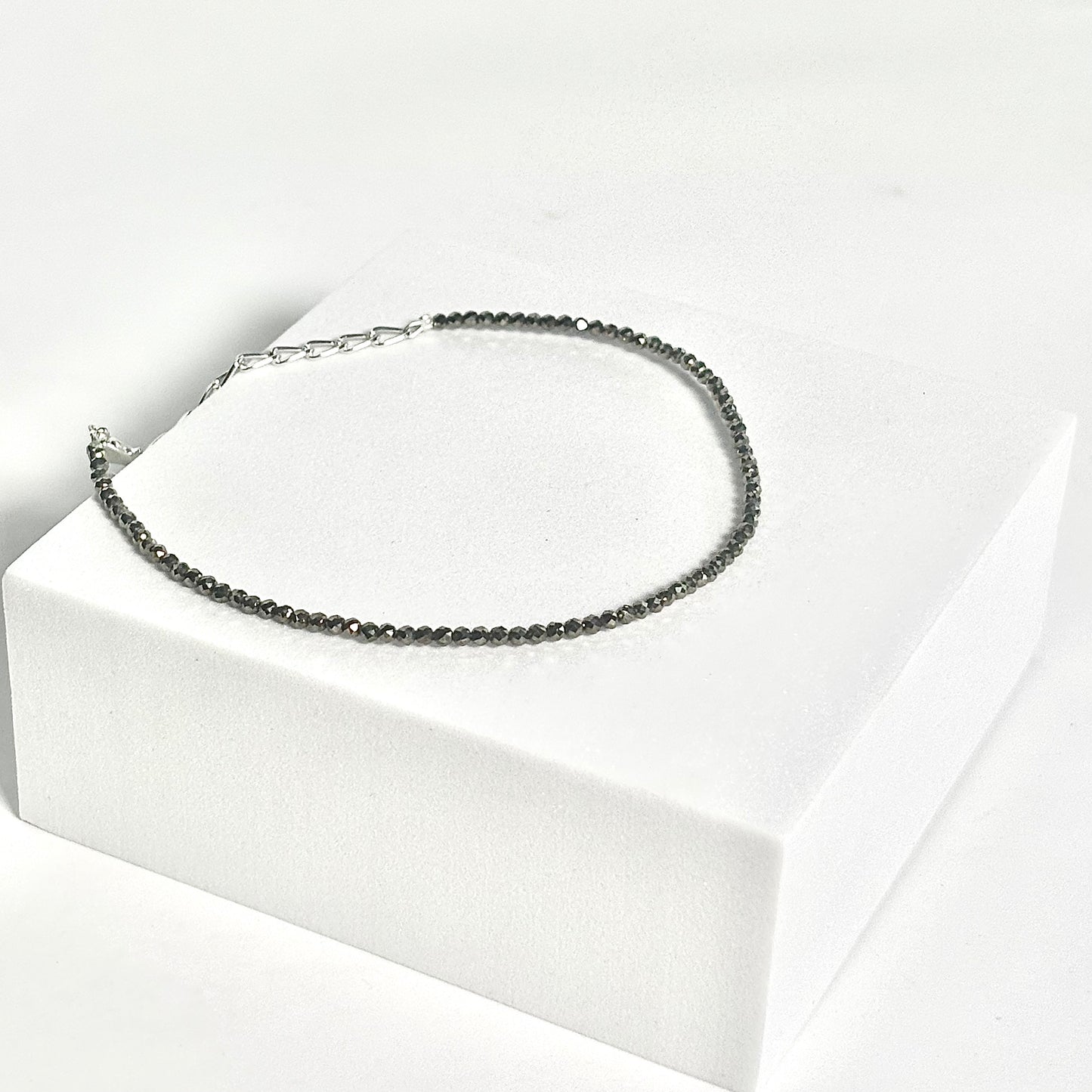 Pyrite Crystal Anklet – Confidence & Abundance | Adjustable Handcrafted Anklet